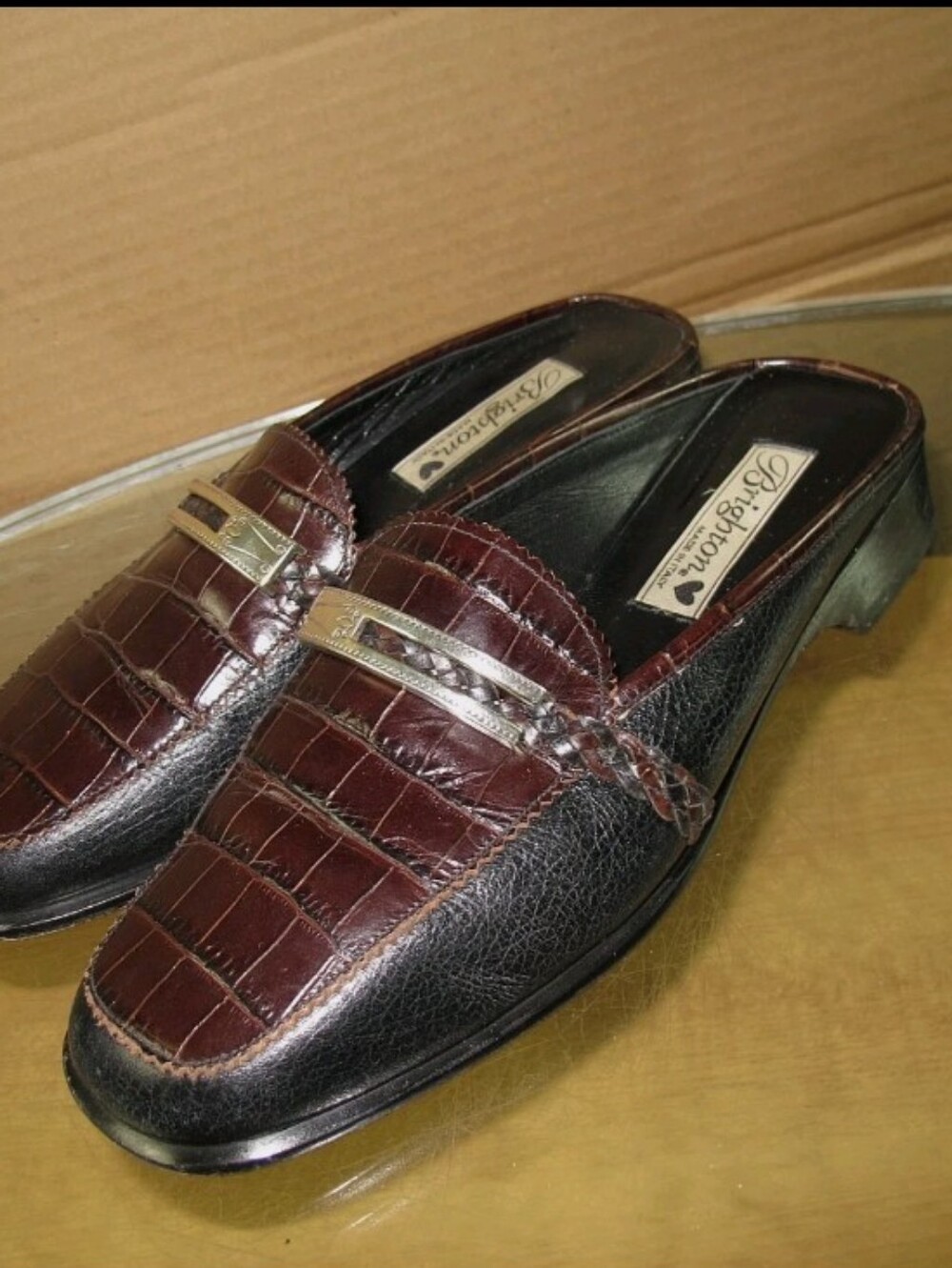 Brighton Made In Italy Vintage Block Heel Leather Mules Women's Size 8